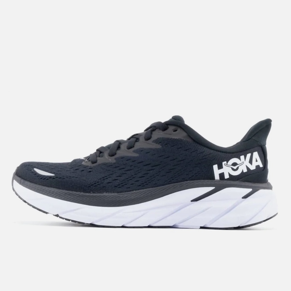 Hoka One One Clifton 8 Black Running Shoes Run Sport Sneakers Size 8 New